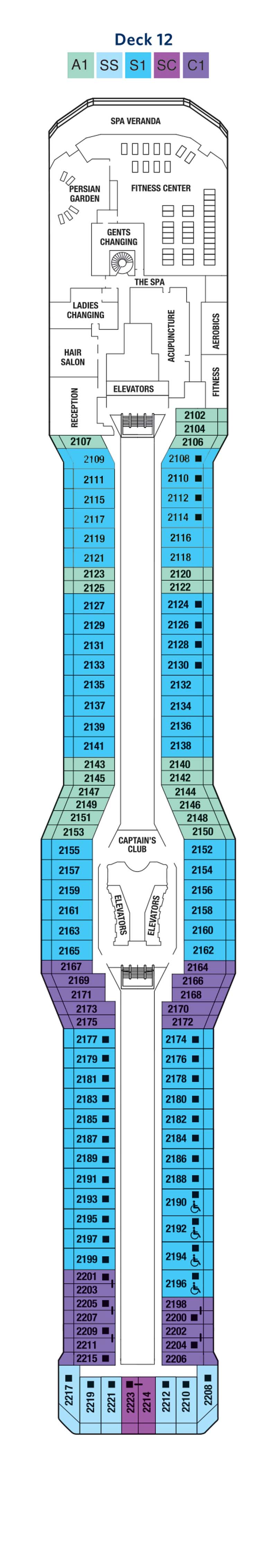 Deck plan of Deck 12